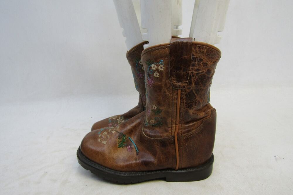 Shyanne Toddler Size 7 D Brown Floral Leather Zip Cowboy Western Boots